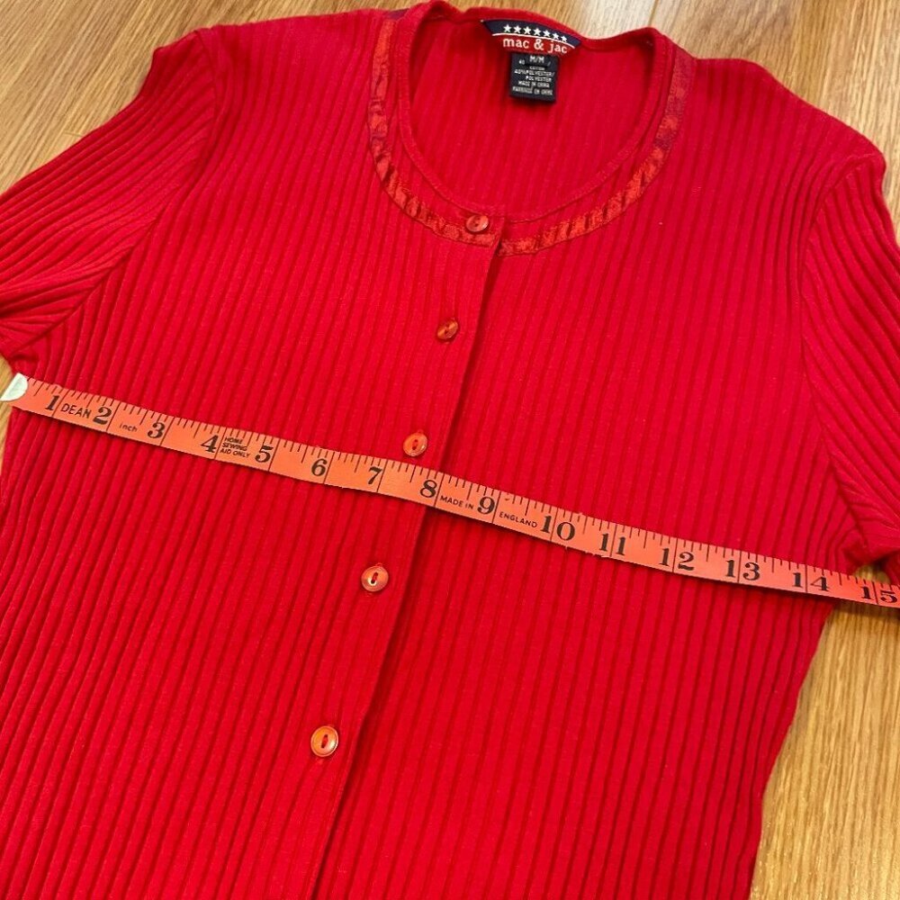 Vintage Mac & Jac Red 3/4 Sleeve Button-Up Cardigan - M - Picture 11 of 11